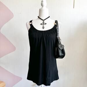 Black O Ring Tank Top,‎ Y2K, Edgy, Grunge, Punk, Clubwear, Cyber, Goth, Medium
